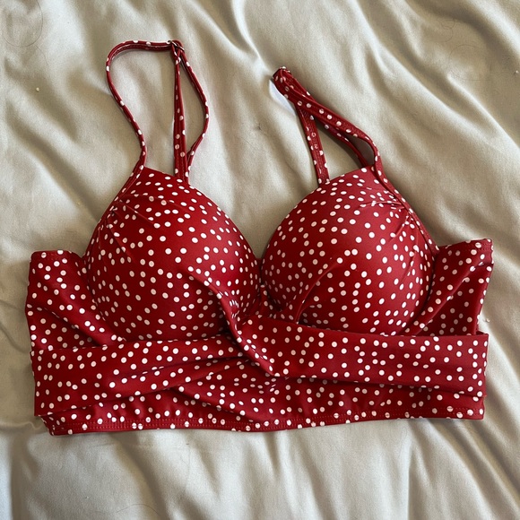 Polka Dot Print Push Up Tankini Top M - Picture 3 of 4